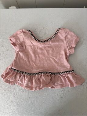 331 - Girls' Pink Ruffle Peplum Top